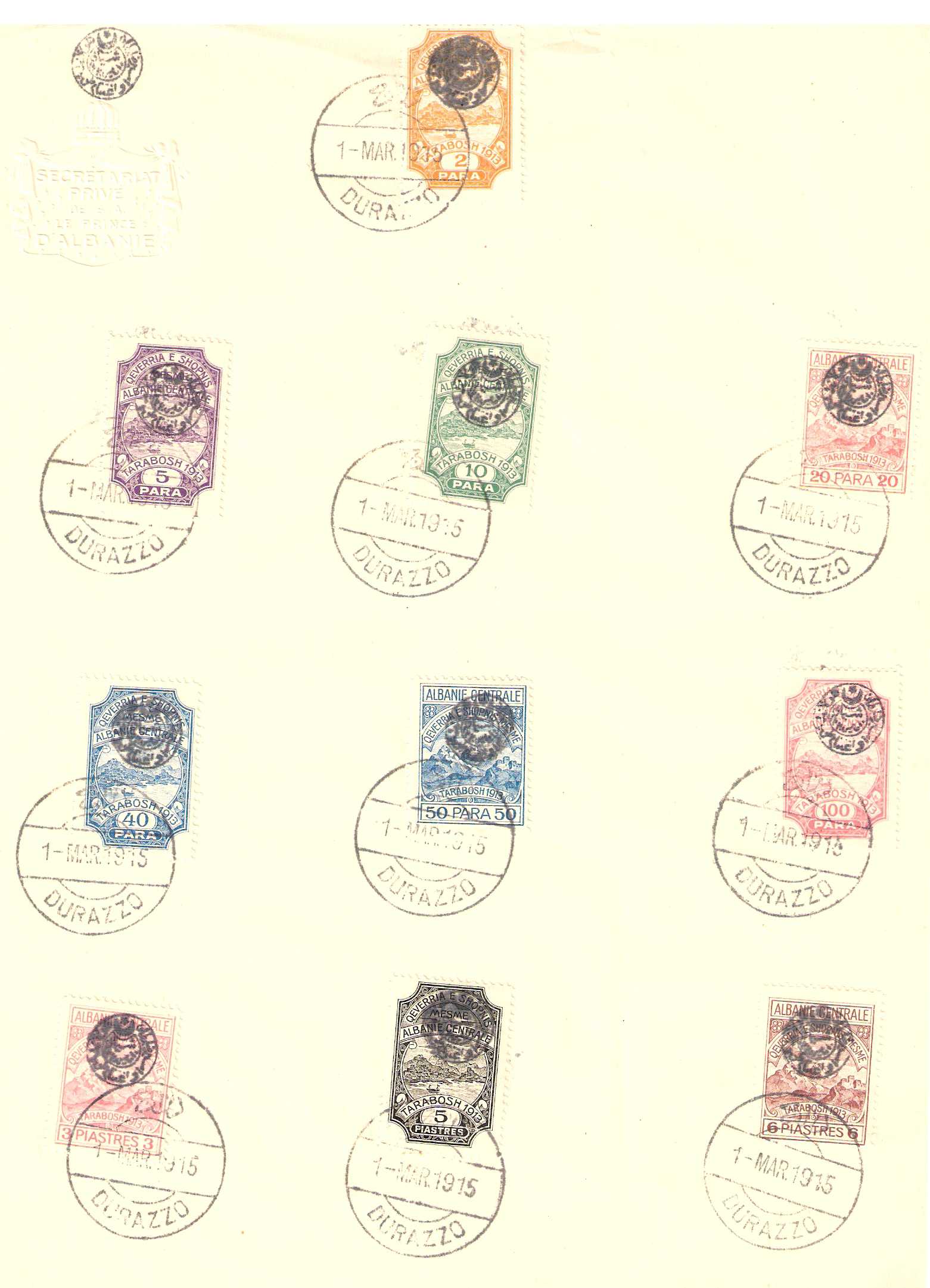 9.1.1915 Albania / Shqipëria Local Issue Central Albania Essad-Mail ex Mi 10-21