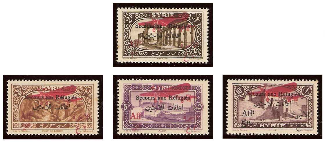 1.4.1926 Syria, French Administration, Victims of Druze Uprising, Charity Airpost Mi 296-299 x
