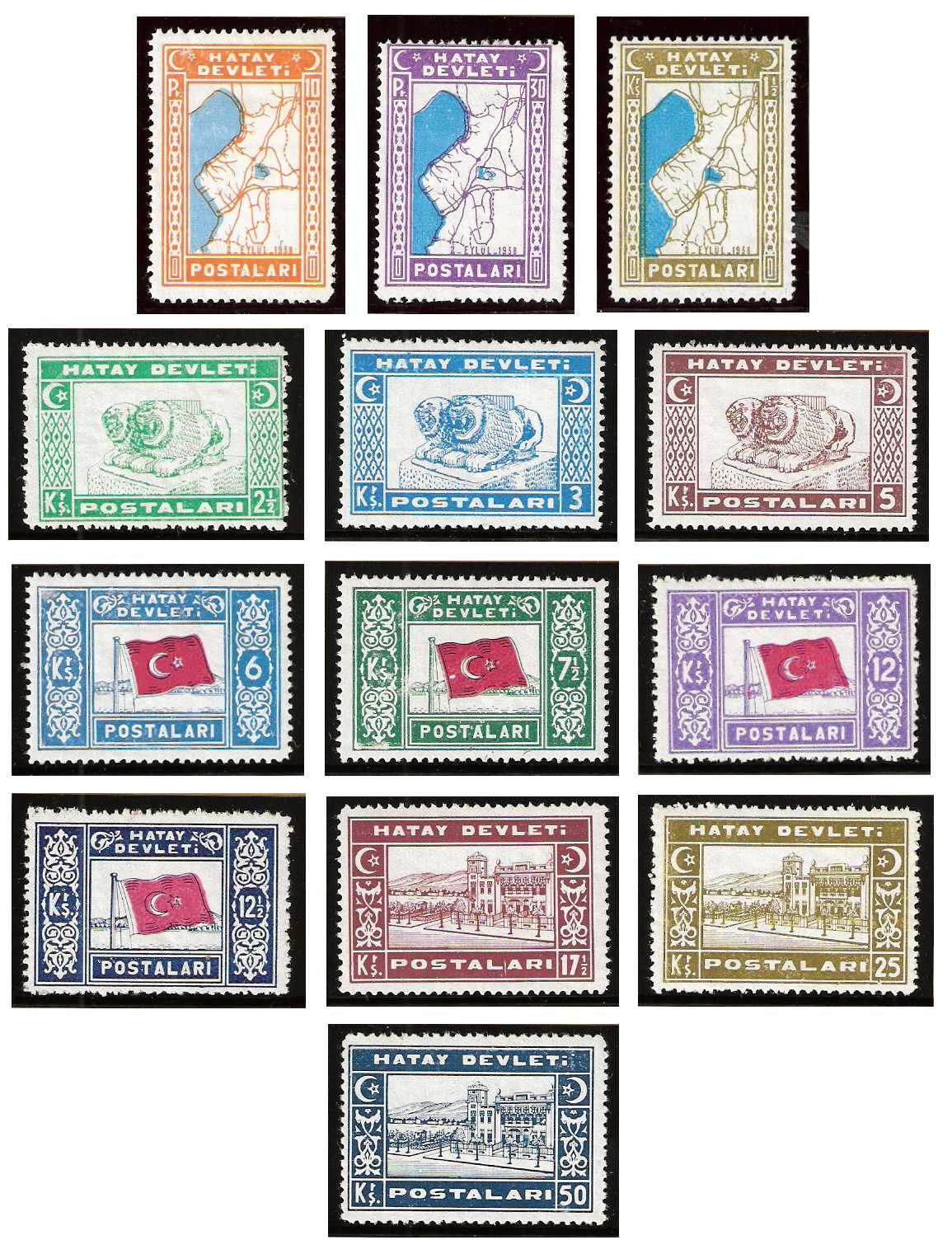 22.6.1939 Hatay Turekish Administration Mi 14-16 x