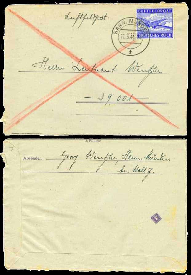 11.3.1944 Deutsches Reich Feldpost Mi 1 Cover to Crimea