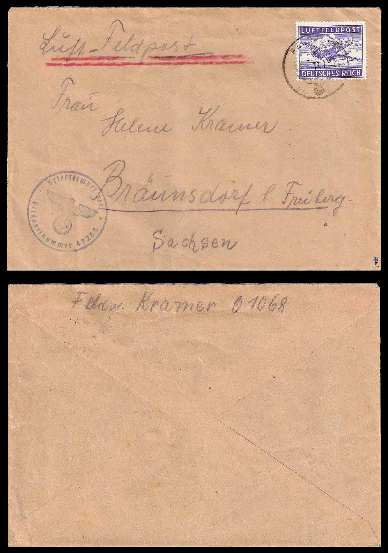 11.7.1942 Deutsches Reich Feldpost Mi 1 Cover Crimea