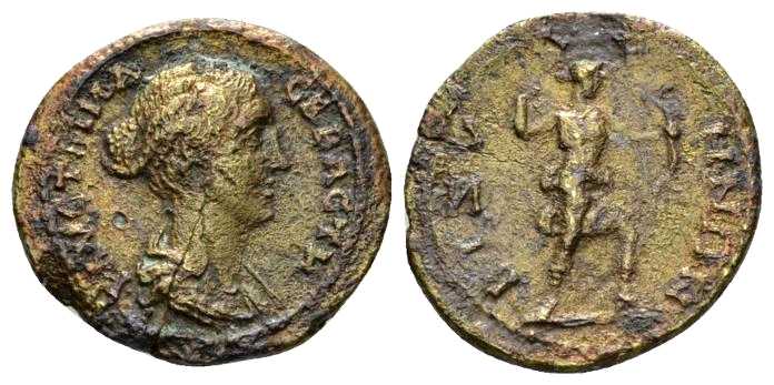 SHH 5128
Faustina / Diana
AE   Faustina jr. 161-176 AD   Moushmov ---; Varbanov 1441; Youroukova 124
5994 Bizya Thracia Faustina jr. AE