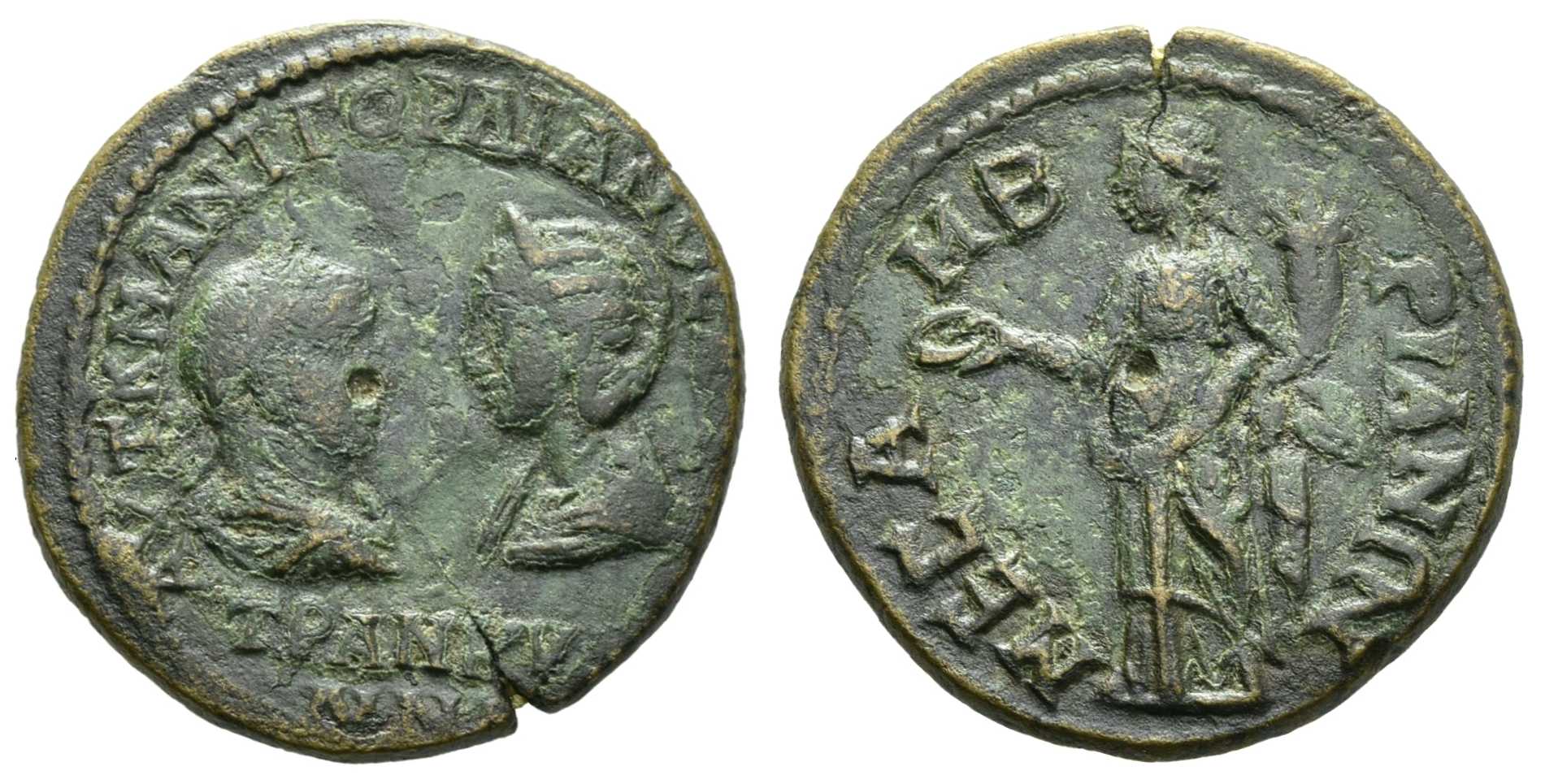 1657 Mesembria Thracia Gordianus III & Tranquillina AE