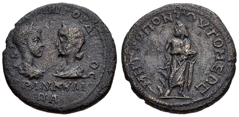 3977 Tomis Moesia Inferior Gordianus III & Tranquillina AE