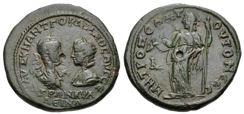 4707 Tomis Moesia Inferior Gordianus III & Tranquillina AE