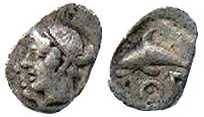 1822 Thrace Thasos Hemiobol AR