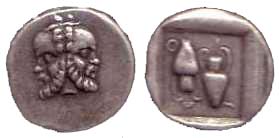 c168 Thrace Thasos Hemidrachm AR