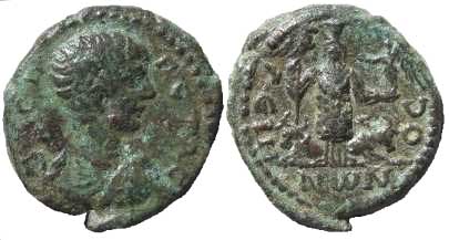 3034 Dium Decapolis-Arabia Geta AE