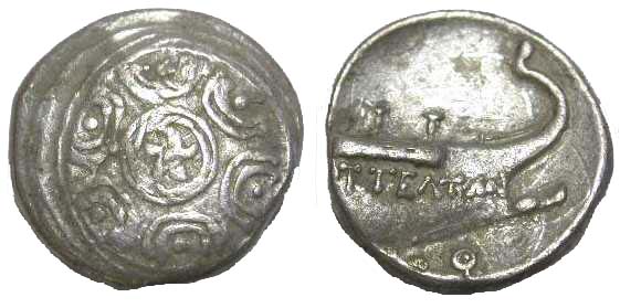 887 Macedonia Bottiaea Hemidrachm AR